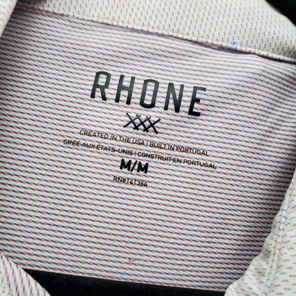 Rhone Shirt Mens Medium White & Multicolor Short Sleeve Polo - Picture 2 of 7